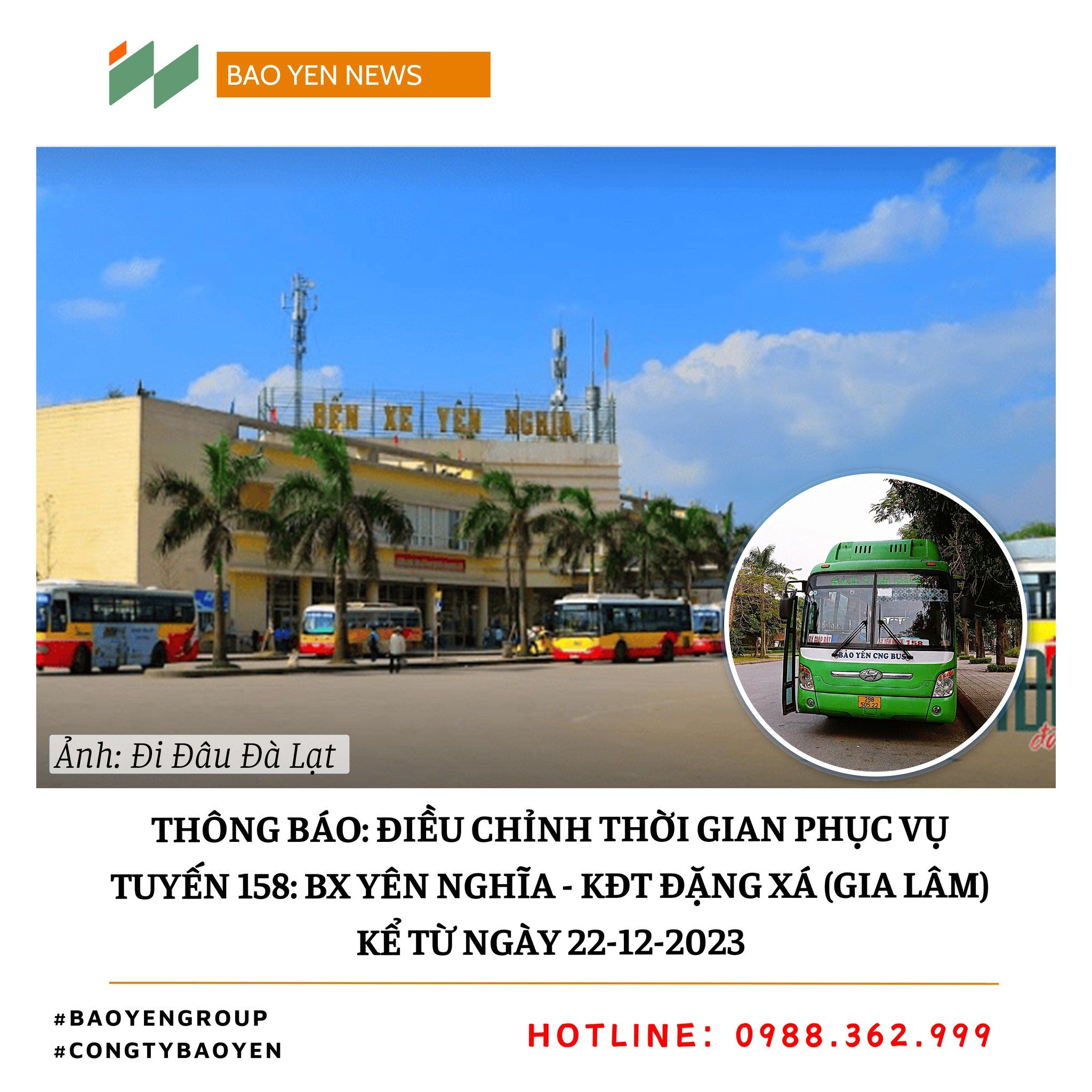 Tuyến 158 và 160 điều chỉnh thời gian phục vụ, dịch vụ tuyến từ ngày 22/12/2023