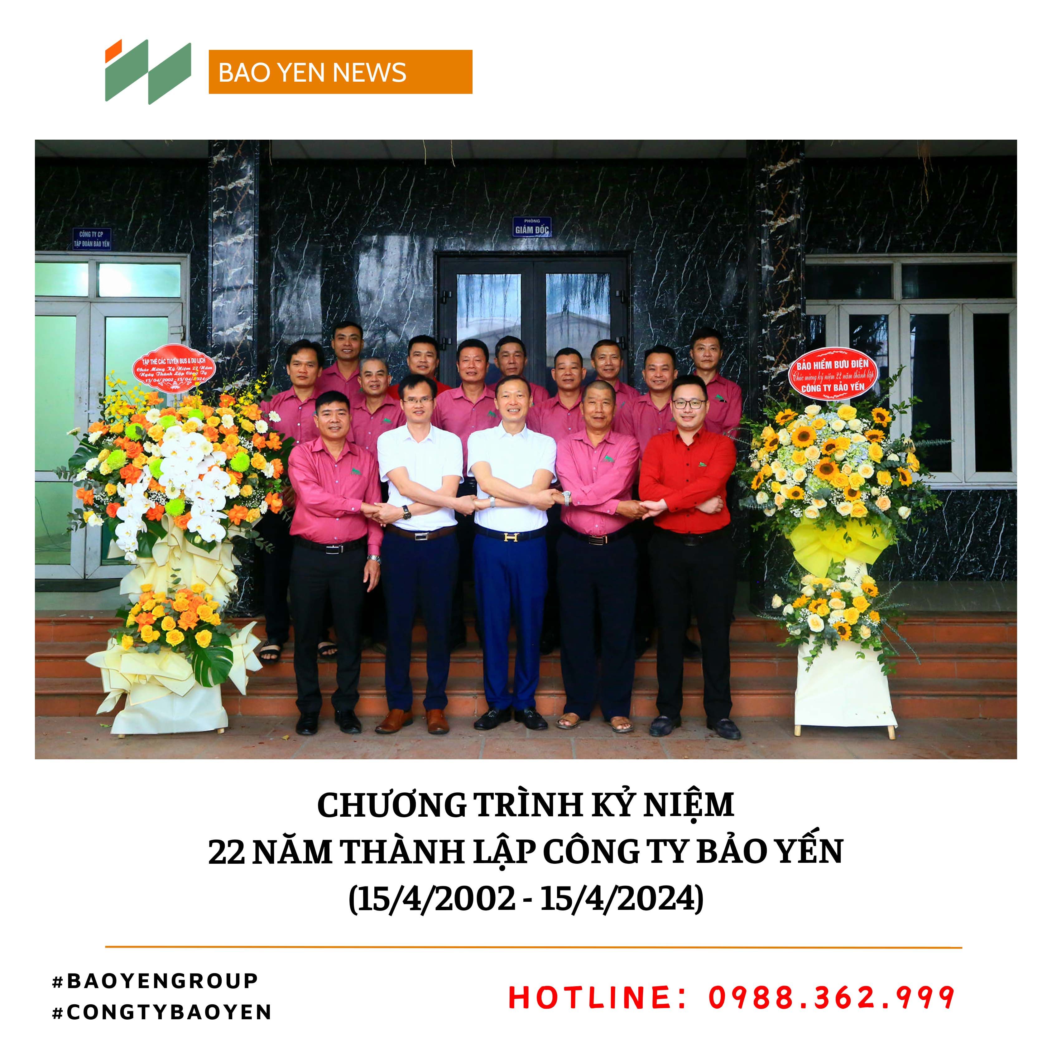 KỶ NIỆM 22 NĂM NGÀY THÀNH LẬP CÔNG TY TNHH DU LỊCH, DỊCH VỤ XÂY DỰNG BẢO YẾN